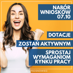 Zdjęcie artykułu 07.10 // NABÓR WNIOSKÓW: „ZOSTAŃ AKTYWNYM”, "SPROSTAJ...